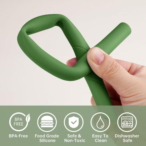 NiHome 6 PCS Extra Wide Reusable Bent Silicone Straws for Boba & Smoothies