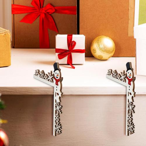 Bucherry 2026 Christmas Door Topper Funny Snowman Snowflake Front Top Door Corner Frame Sign Decor Home Wooden Christmas Cabinet Knob Covers Party Ornament Props Gift for Wall Window DIY