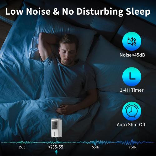 Portable Air Conditioners, Evaporative Air Cooler [40Hrs Lasting], Portable ac Unit w/ 2 Gal Water Tank & 3 Speeds, Personal Air Cooler with Remote, Fast Cooling Windowless Air Conditioner for Room