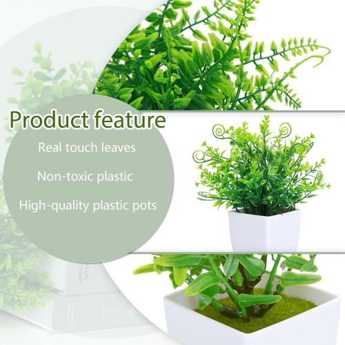 GREENTIME 4 Pcs Fake Plants Potted Small Artificial Plant Indoor Faux Greenery in White Pot for Home Office Bedroom Desk Bathroom Shelf Farmhouse Decorations