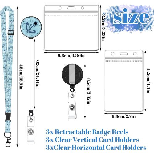 3 Pack Cruise Lanyards, Adjustable Lanyards for Cruise Ship Cards with Retractable Badge Reel, 6 Pack Waterproof ID Badge Holder and 3 Pack Phone Tether Tab