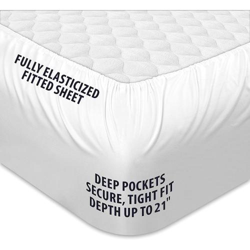 Queen Mattress Pad Quilted Fitted Mattress Cover Pillow Top Mattress Topper Breathable Mattress Protector with 8-21 Inch Deep Pocket
