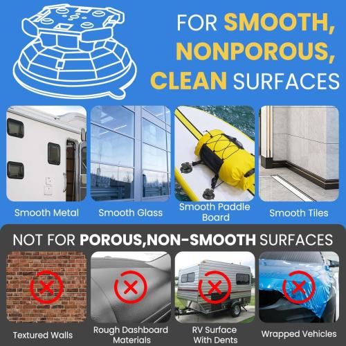 2/4Pcs Upgrade Heavy Duty Rotating Vacuum Suction Cups Anchor Hooks with 2/4Pcs Buckles,Large Hook Suction Cup Hangers,Strong Suction Cup Hook for RV Awning Camping,Window Suction Cups with Hook