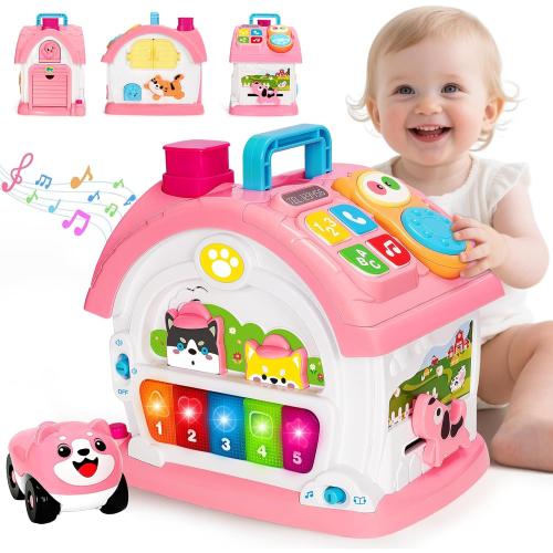 Montessori Toys for 1 Year Old Girls, Christmas First 1st Birthday Gifts for Girls, Musical Learning House Baby Toys for Ages 6 12 18 24 Months, Educational Bilingual Toy for Toddler Kids Age 1 2 3
