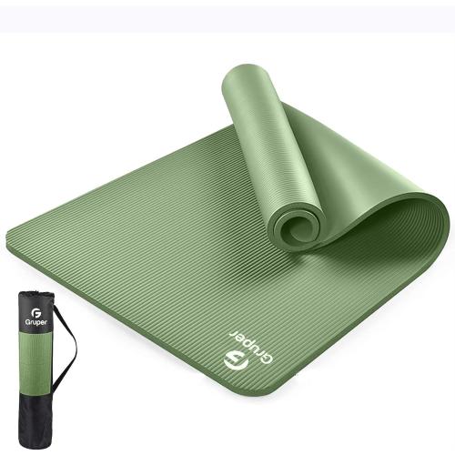 Gruper Yoga Mat Non Slip NBR Extra Thick Yoga Mat, 72L x 32/24W x 0.6/0.4TH (185cm x 80cm/61cm x 15mm/10mm), Anti-Tear Exercise Mat with Carrying Strap and Bag, Workout Mats for Yoga, Pilates