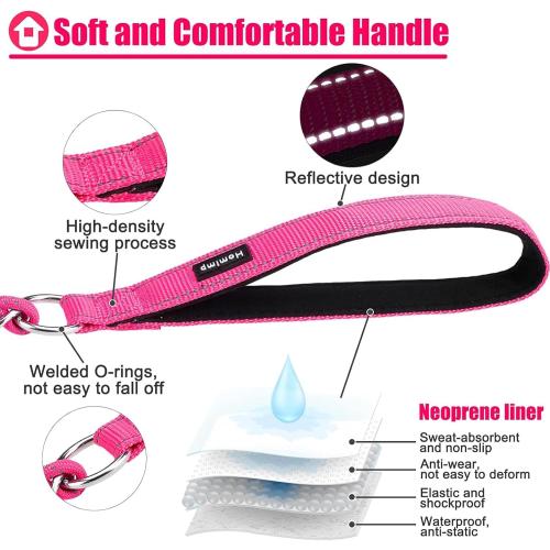 HOMIMP Chew Proof Dog Leash for Medium Large Dogs, Reflective 6 FT Heavy Duty Metal Chain Dog Leashes with Soft Padded Handle, Anti Bite Durable Rope Leashes for Pitbull, Non Chewable