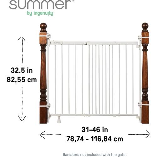 Ingenuity The Stairway  46W Series, 32-48 Wide, 32.5 Tall, Baby Gate for Stairs, Dog Gate Indoor with Door for Banister to Banister Installation - White Metal