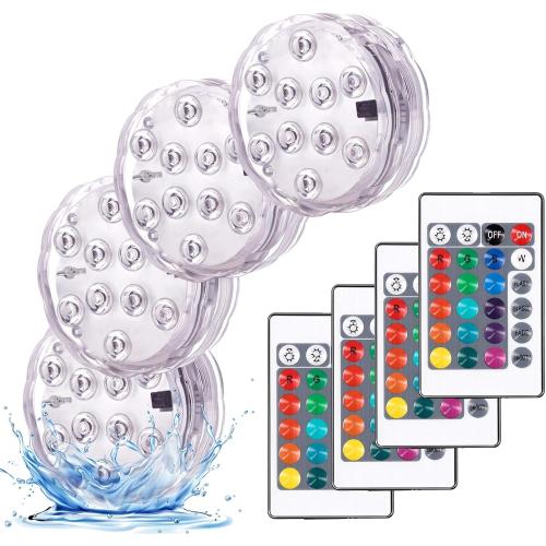 YiaMia Submersible Led Battery Operated Spot Lights with Remote, Decorative Fish Bowl Small Lamps for Aquarium Vase Base Pond Wedding Halloween Party
