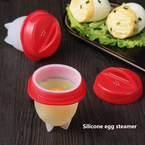 Hard Boiled Egg Maker, 6-Piece Shell-Free Egg Cooker Set, Non-Stick Easy-Clean Multifunctional Egg Boiler Kit, white