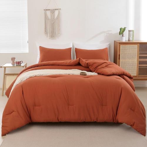 Queen Comforter Set Burnt Orange 68x88