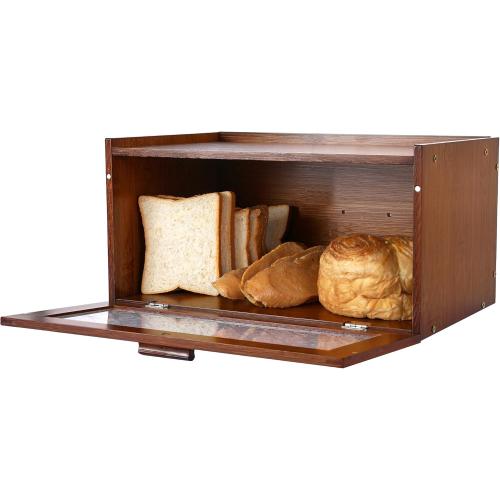 Vintage Bread Box for Kitchen Countertop - Retro Brown Bread Storage Box Breadbox