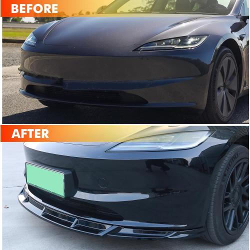 Front Bumper Lip Front Splitter Spoiler Front Wing Fit for 2024-2025 Tesla Model 3 Highland Facelift Accessories (Glossy Black)