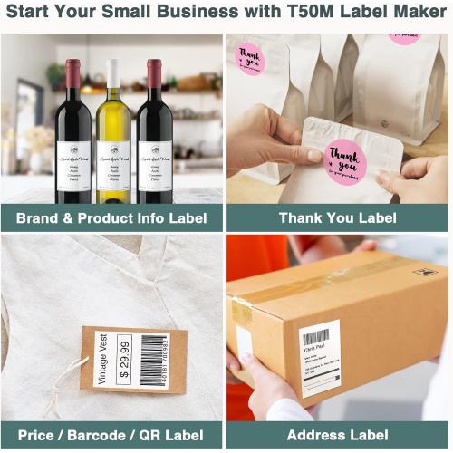 SUPVAN T50M Series Genuine Label Tape, 1-1/2 x 1-1/8, Transparent