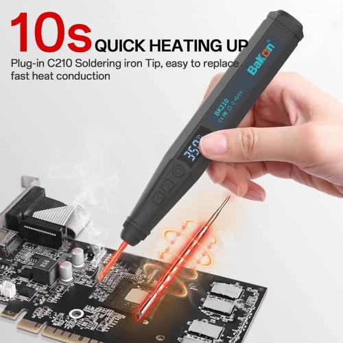 BK210 Cordless Soldering Iron, Portable Solder Iron Kit, Micro Soldering Kit & Battery Powered Soldering Pen, Usb-Type-C Port, Lcd Digital (BK210-2024)