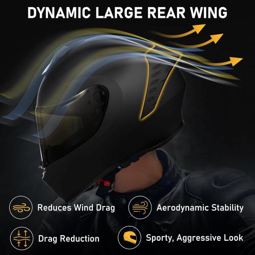 Favoto Full Face Motorcycle Helmet with 2 Visors and Anti-Fog Film, DOT Approved Street Bike Helmet for Adult Men Women Matte Black Size Large