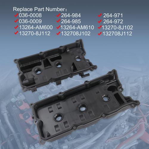 JDMSPEED New Left & Right Engine Valve Covers Replacement For 350Z 2003-2006 G35 V6 3.5L VQ35DE Replaces 13264-AM610, 13264-AM600, 13270-8J112, 13270-8J102, 264-984, 264-985 (Set of 2)
