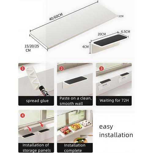 23.6inch Window Sill Extender Plate, Carbon Steel Storage Shelf, Window Sill Extender for Plants, Kitchen Organization Storage Rack with Magnetic Base (2, 60x25cm/23.6x9.8in)