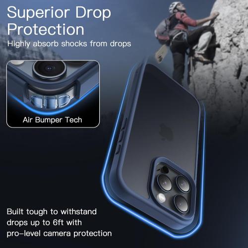 Size iPhone 16 Pro Max 6-9 inch JETech Matte Case for iPhone 16 Pro Max 6.9-Inch, Shockproof Military Grade Drop Protection, Frosted Translucent Back Phone Cover, Anti-Fingerprint