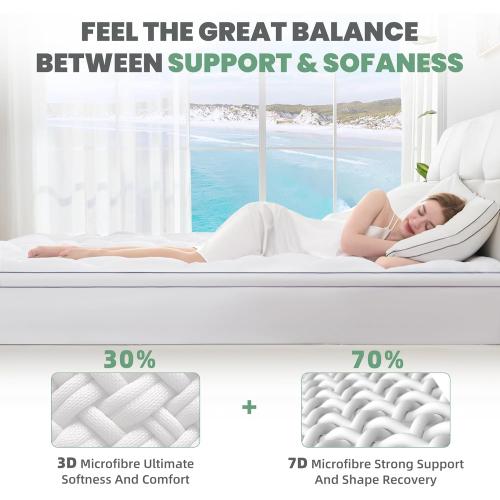 BDEUS Twin Mattress Pad, Extra Thick 1450GSM Mattress Topper, Four Leaf Clover Soft Mattress Protector Cover with 21 Deep Pocket for Back Pain Relief, 3D 7D Down Alternative Fill Overfilled, White