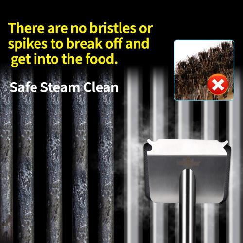 Steam Grill Brush Bristle Free,[Ultra Safe & Efficient] Grill Cleaner for Outdoor Grill,BBQ Replaceable Scraper Cleaning Head,Grill Brush BBQ Accessories,Gifts for Men/Dad