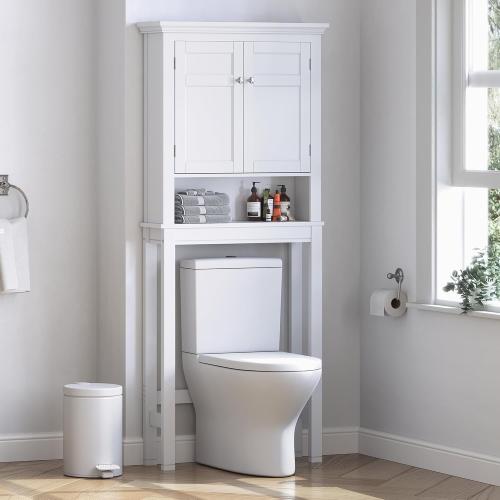 Spirich Over The Toilet Storage Cabinet, Bathroom Shelf Over The Toilet, Over Toilet Bathroom Organizer (White)