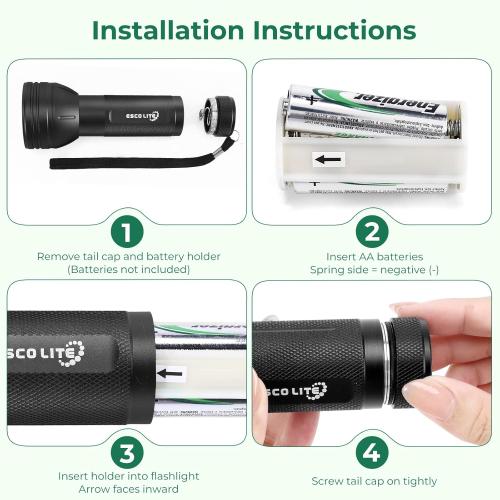 ESCO LITE UV Flashlight Black Light, 51 LED 395 nM Ultraviolet Blacklight Detector for Dog Urine, Pet Stains and Bed Bug