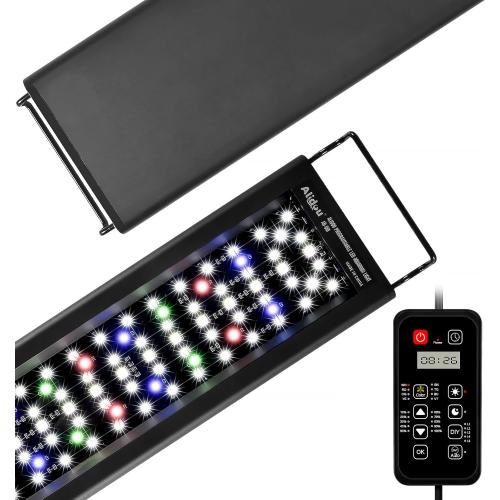 Advanced 7-Row LED Aquarium Light, Easy Setup Controller, Auto On Off Full Spectrum Fish Tank Light, 24/7 Lighting Cycle, 8 Colors, 10 Level Dimming, 32W for 24-30 Freshwater Planted Tank