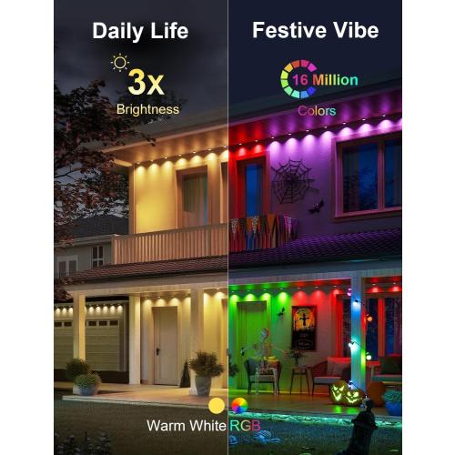 Fussion 200ft Permanent Outdoor Lights for House, 2025 Smart RGB LED Outside Lights with APP Remote Control, IP67 Waterproof Eternity Eaves Lighting for Christmas, Halloween, Holiday, Party, Daily