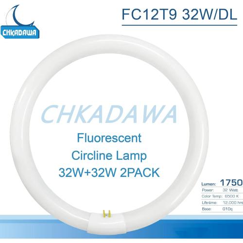 FC12T9 32 Watts Circline Light Bulbs Daylight, Circular 12 Inch T9 32W Round Fluorescent Bulb Replacement for Circle Ceiling Fixture Lamp, DL 6500K Tube, G10q 4 Pin Base, 2 Pack