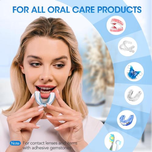 Ultrasonic Retainer Cleaner Machine, Cleaning Pod for Jewelry Cleaner, Dentures, Mouth Guards, Rings, Earrings, Glasses- 200ML 45kHz One-Touch 5-Minute Deep Clean (White)