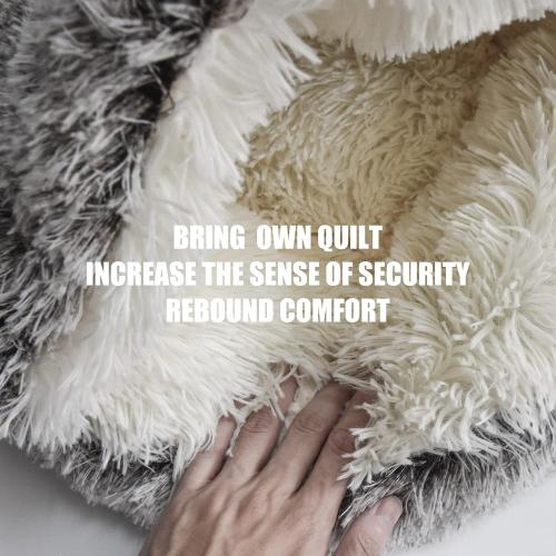 ShinHye Cat Bed Round Plush Fluffy Hooded Cat Bed Cave, Cozy for Indoor Cats or Small Dog beds, Soothing Pet Beds Doughnut Calm Anti-nxiety Dog Bed - Waterproof Bottom Washable