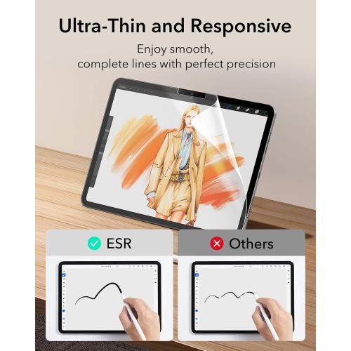 ESR 2 Pack Paper-Feel Screen Protector for iPad Pro 11 Inch (M5/M4) 2025/2024, Write and Draw Like on Paper, with Easy Installation Tray, Anti-glare,Thin and Responsive