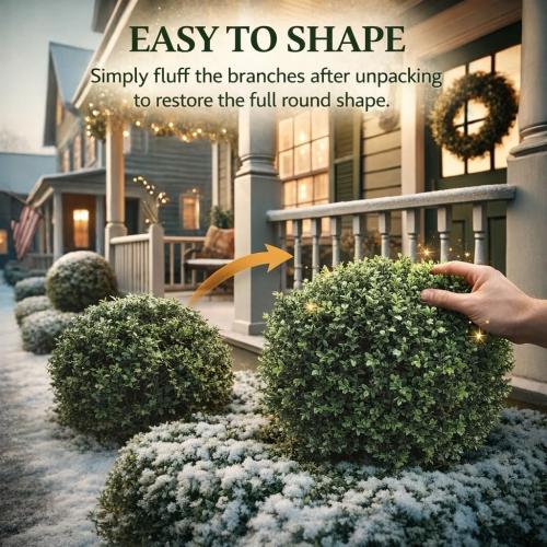 Artificial Boxwood Topiary Trees Set of 2, 26 Tall UV Resistant Real Touch Faux Plants in Pots for Front Porch, Entryway & Patio Decor