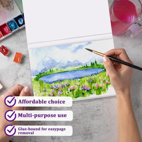 Tlenpo Watercolor Paper Pad, 8.5 x5.5 in, 110lb/230gsm, 50 Sheets Artist Painting Drawing Paper Book, Art Supplies for Adults Kids, Acid-Free Water Color Paper for Beginner Students (3 pack)
