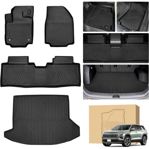 Peleus Floor Mats Cargo Liner for Chevrolet Chevy Equinox 2025 2026 (Not for EV),TPE All Weather Protection 2 Rows Car Floor Liners with Cargo Liner for Chevrolet Equinox 2025 All New