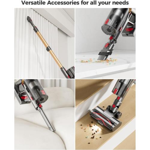 Cordless Vacuum Cleaner, 30Kpa Vacuum Cleaners for Home, Max 50Mins Runtime, Anti-Tangle Stick Vacuum, LED Screen, 1.5L Dust Cup, Rechargeable Lightweight Vacuum for Hardwood Floor, Carpets, Pet Hair