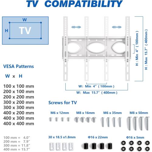 Rfiver Mobile TV Stand for 23-60 Inch LCD LED Flat/Curved Panel Screen TVs up to 88 lbs, Rolling TV Stand with Adjustable Shelf & Tilt, Portable Floor Stand on Wheels for Bedroom, Living Room, White