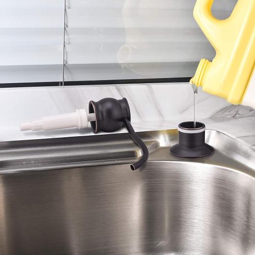 Samodra Kitchen Sink Soap/Lotion Dispenser, Brass Pump Head Oil Rubbed Bronze 12 OZ Bottle Built in Design Refill from The Top for Granite Thick Deck Installs