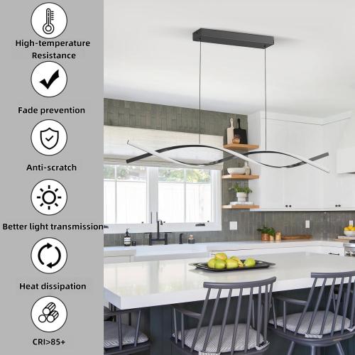 Size 57nModern Pendant Lights Fixture, 57in Aluminum LED Chandelier with Remote Control Dimmable 3000k-6000K Color Temperature, Island Lighting Lamp for Kitchen, Dining Room, Billiard Room
