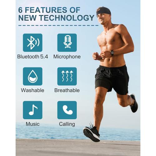 2-Pack Sleeping Headphones, Headband Headphones with Ultra-Thin HD Stereo Speaker, Bluetooth Headband for Sports, Workouts, Insomnia, Yoga, Air Travel, Meditation - Gray&Pattern Black