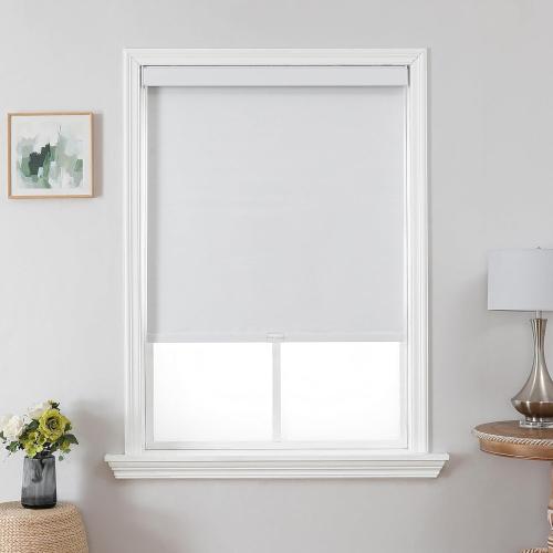 Joydeco 100% Blackout Roller Shades Cordless Blinds for Windows, Free-Stop Shades, UV Protection, Natural Woven Blinds for Home and Office, Light-Proof Aluminum Cover (White, 38 W x 75 H)