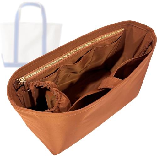 Organizer for Tote Boat, Small/Medium/Large/Extra-Large, Nylon Bag Insert, Water Resistant Material (Large, GoldBrown)