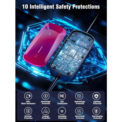 2025 New Level 1 & 2 EV Charger (16Amp, 110V-240V, 23Ft Cable) Portable AI Fast Charger Equipment, Charging for J1772 Electric Vehicle, Hybrids, Model with A NEMA 6-20P Mobile Car(NOT for Tesla)