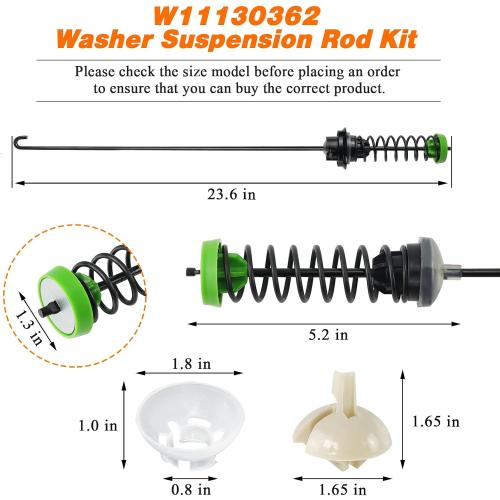 Updated W11130362 WTW5000DW2 WTW5000DW3 Washer Suspension Rod Kit by Blutoget-Fit for Whirlpool Kenmore Washer WTW5000DW0 MVWC565FW0 11022352510- Replaces W10594080 W10735786 W10748956 W10780040