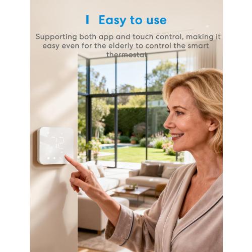 meross Smart Thermostat for Home, WiFi Thermostat Works with Matter, Alexa, Apple Home, Google Assistant, App & Voice Control, 7x24h Scheduling, Energy Saving, C-Wire Required