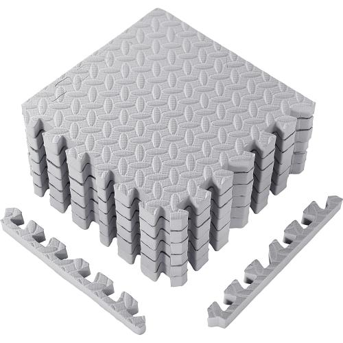 Arrowbash 12x12x1 Inch EVA Thick Interlocking Foam Floor Tiles Puzzle Exercise Mat Foam Mats for Home Gym Pets(Grey,12)