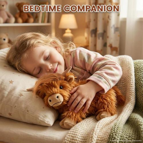 SuzziPals Weighted Highland Cow Stuffed Animals, Microwavable Heating Pad | Period Cramps Relief, Lavender Scented, hyland cow stuffed animal, Stress Relief, Bedtime Companion, Cow Gifts for Women Kids