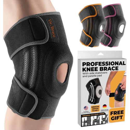 Size M DR. BRACE ELITE Knee Brace with Side Stabilizers & Patella Gel Pads for Maximum Knee Pain Support and fast recovery for men and women-Please Check How To Size Video (Mercury, Medium)