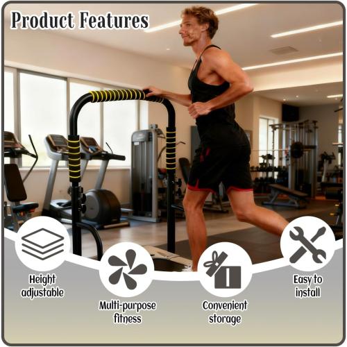 Walking Pad Handle Bar Only,Walking Pad with Handle Bar,Height-Adjustable Treadmill Accessories,25.2 inch Wide, 42.5 inch Max Height,Quick Assembly, Durable and Sturdy, Black and Yellow