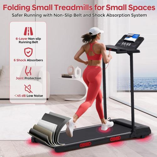 Compact Walking Pad with Handle Bar, 3.5HP Electric Portable Walking Pad Treadmills with Handles for Home Small Spaces, 0.6-10MPH Home Small Treadmill with Big Screen for Office Apartment, 400LBS